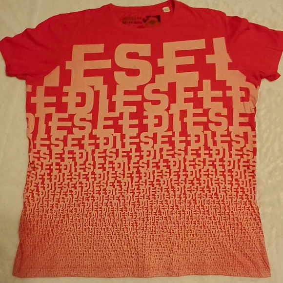 Vintage Diesel Water Works 978 Premium T-Shirt Orange Yellow Graphic Men L - Picture 1 of 3